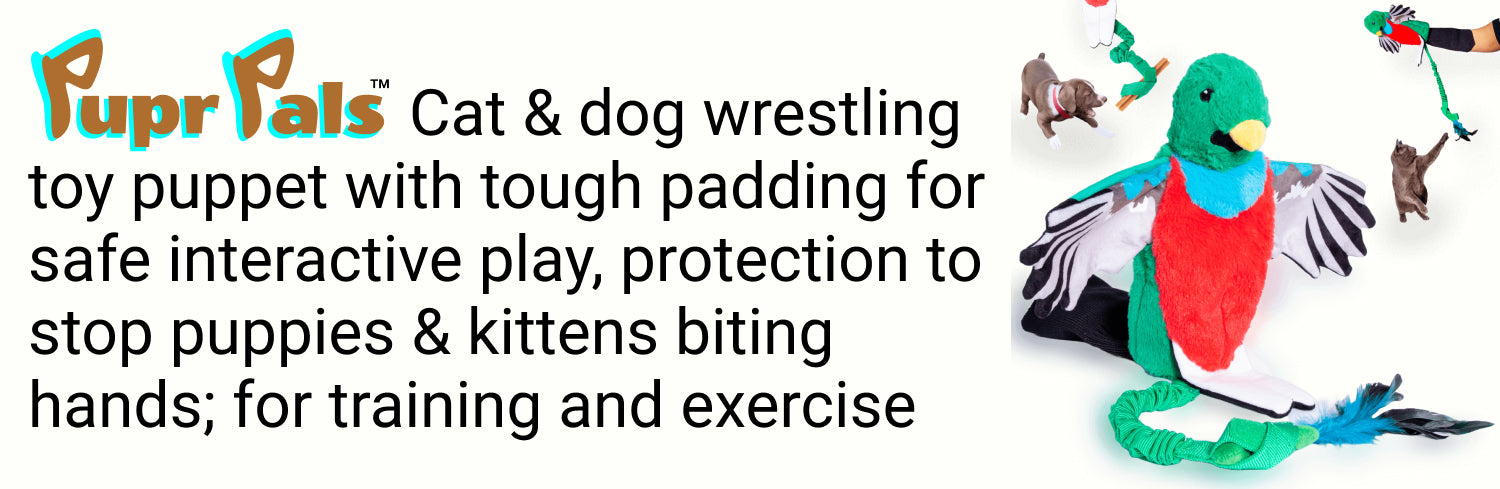 Milunova Pupr Pals - Interactive cat wrestling toy hand puppet glove with padding for playtime protection