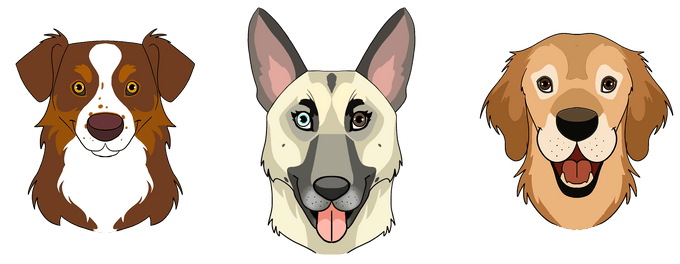 The three Milunova dogs Millie, Luna and Nova the brand is named after