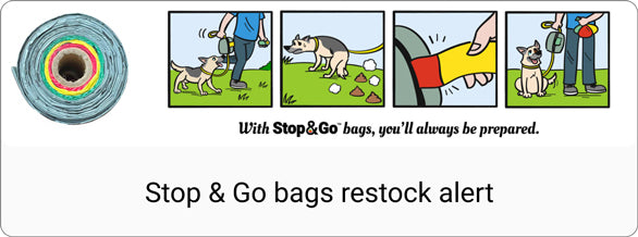 Stop and Go Poop Bags with Stoplight Color Warning on Last three bags